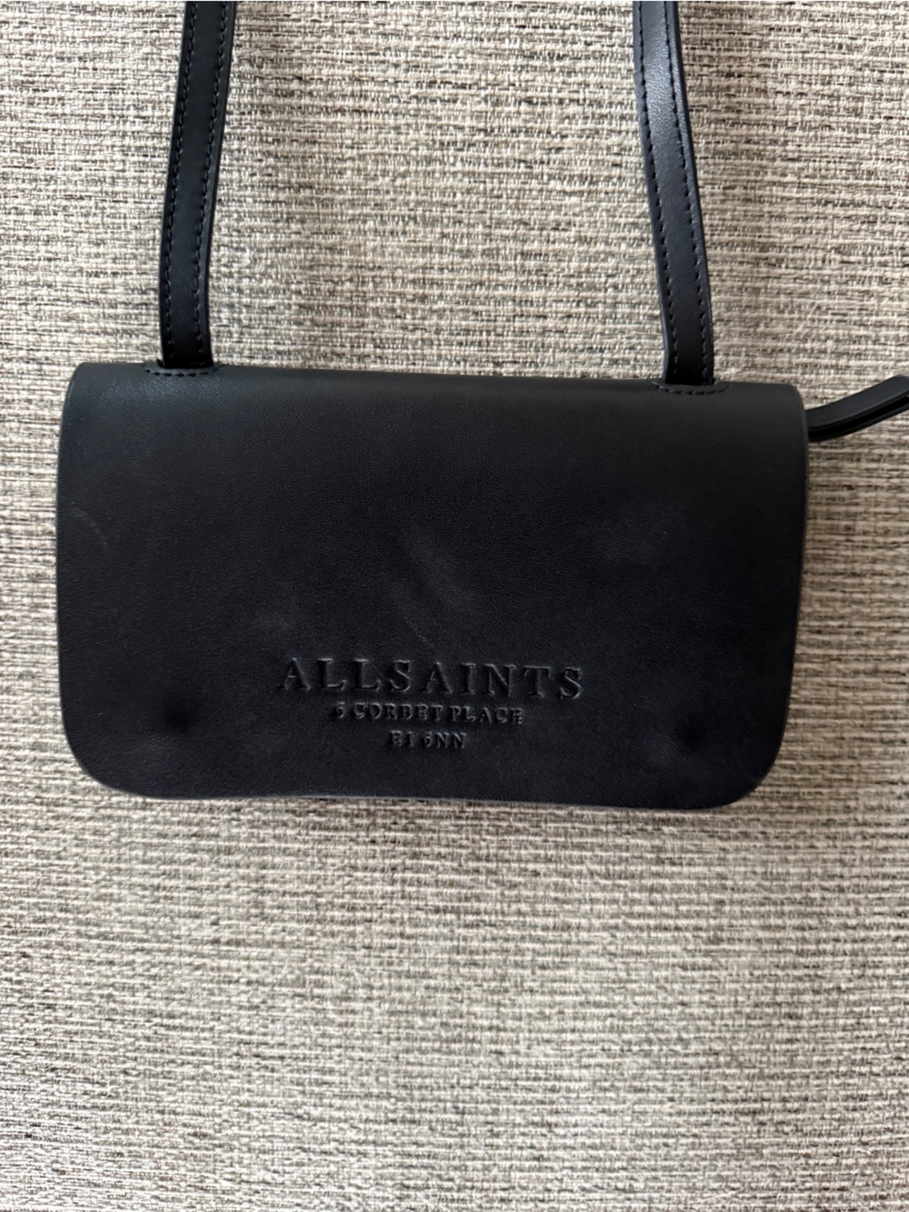 AllSaints Black Leather Crossbody Wallet Bag - Picture 2 of 5